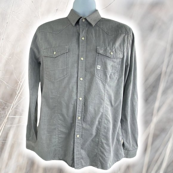 7 Diamonds Blue Pattern Pearl Snap Shirt Size Large - Picture 2 of 6